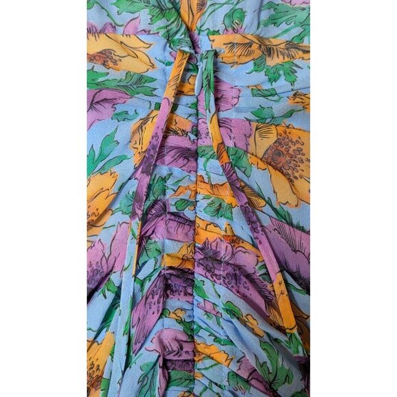 Veronica Beard Dress Sean Floral Printed Ruched Mini 100% Silk Size 4 - Picture 9 of 16